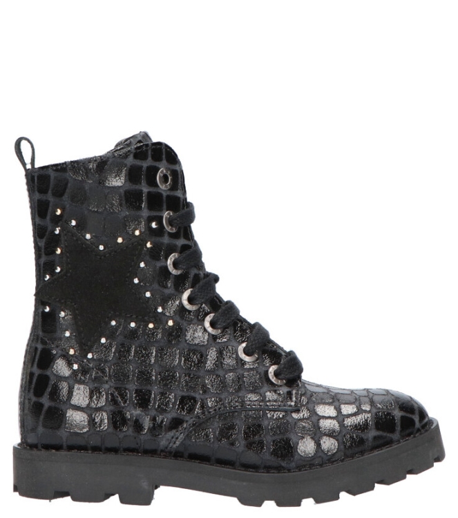Shoesme Shoesme veterboot <span>TA21W024-C</span> BLACK CROCO Shoesme veterboot <span>TA21W024-C</span> TA21W024-C zwart - www.bremmerschoenen.info - Bremmer Schoenen