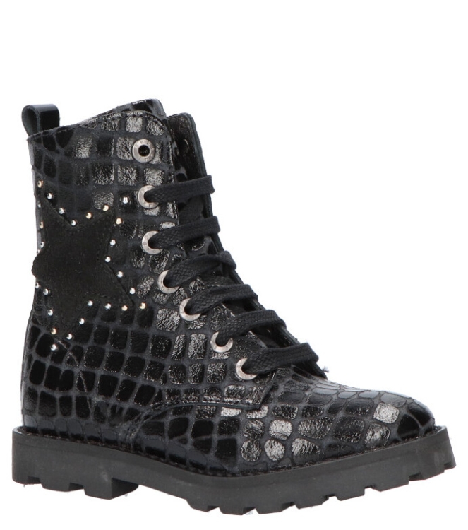 Shoesme Shoesme veterboot <span>TA21W024-C</span> BLACK CROCO Shoesme veterboot <span>TA21W024-C</span> TA21W024-C zwart - www.bremmerschoenen.info - Bremmer Schoenen