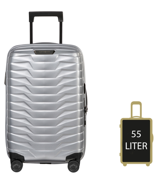 Samsonite trolley <span>140087 1776 Proxis Spinner 55</span> 140087 1776 Proxis Spinner 55 zilver - www.bremmerschoenen.info - Bremmer Schoenen