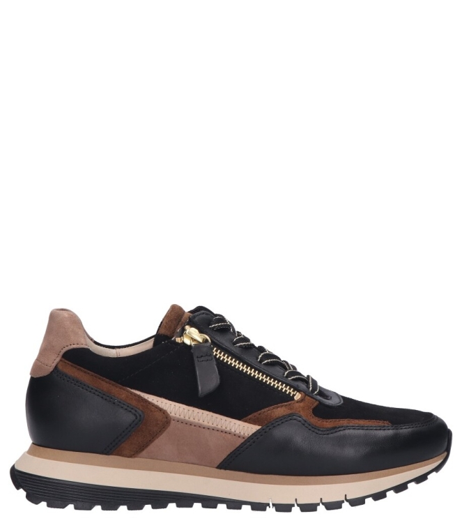 Gabor Gabor sneaker <span>76.378.67</span> 67 schw./whisky(gold) Gabor sneaker <span>76.378.67</span> 76.378.67 zwart - www.bremmerschoenen.info - Bremmer Schoenen