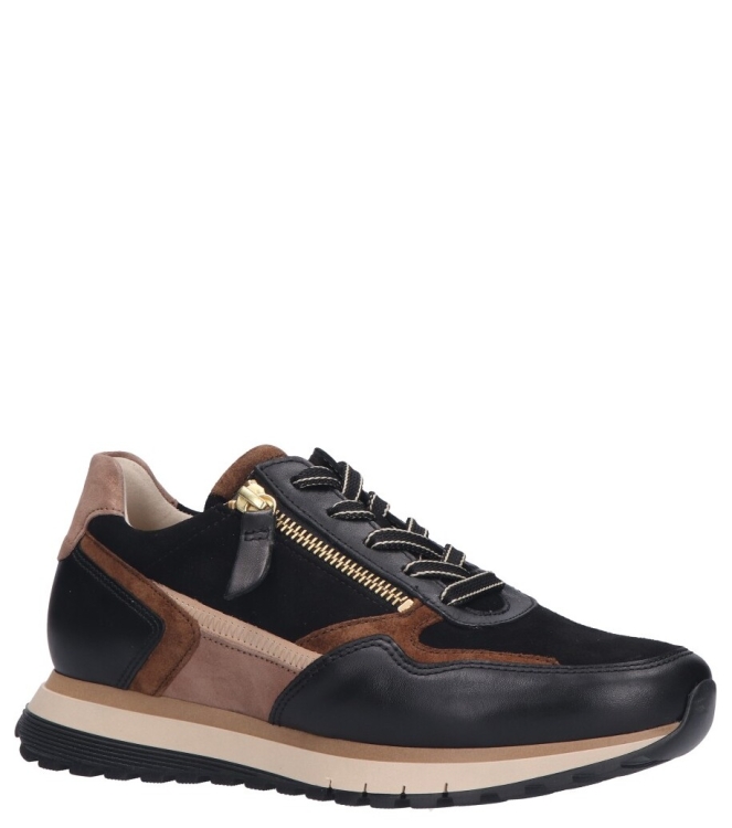 Gabor Gabor sneaker <span>76.378.67</span> 67 schw./whisky(gold) Gabor sneaker <span>76.378.67</span> 76.378.67 zwart - www.bremmerschoenen.info - Bremmer Schoenen