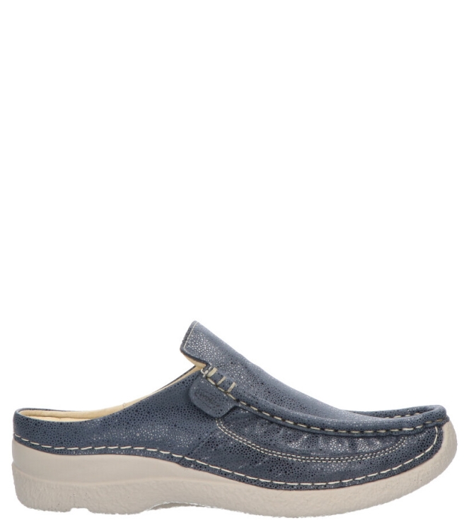 WOLKY SLIPPER <span>6202 Roll-slide 982 Denim Dots Nubuck</span> 6202 Roll-slide 982 Denim Dots Nubuck blauw - www.bremmerschoenen.info - Bremmer Schoenen