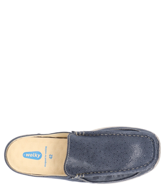 WOLKY SLIPPER <span>6202 Roll-slide 982 Denim Dots Nubuck</span> 6202 Roll-slide 982 Denim Dots Nubuck blauw - www.bremmerschoenen.info - Bremmer Schoenen